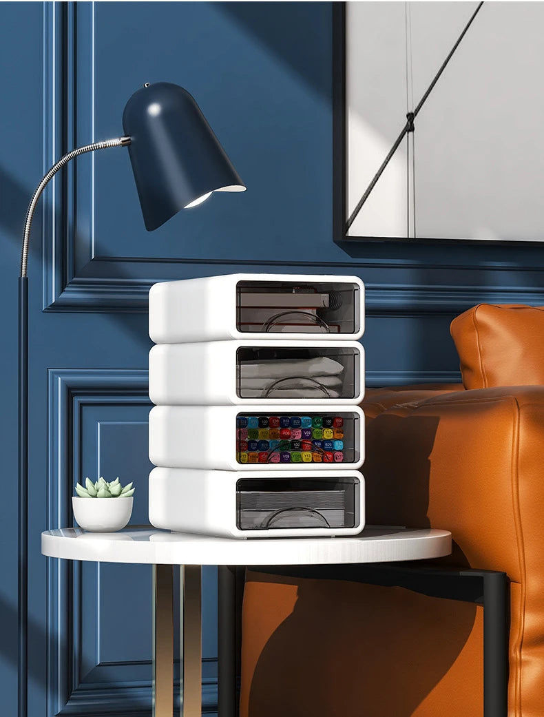 Desktop Storage Box Drawer Stationery Finishing Organizer Box Desk A4 File Cabinet Racks Cosmetics Dormitory Desktop Organizer