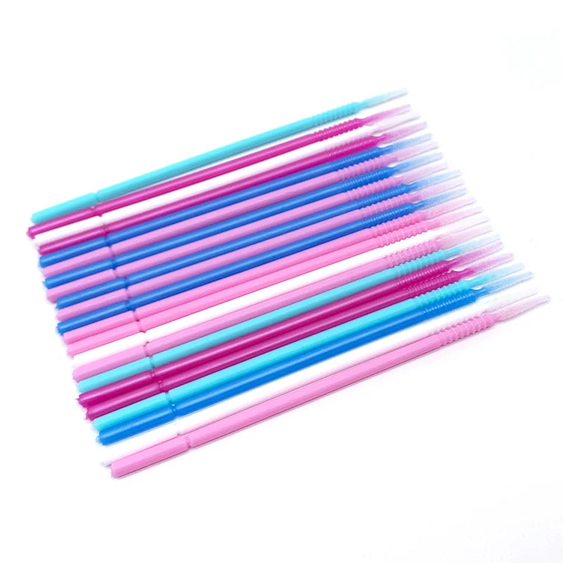 100PCS/Pack Long Head Bendable Micro Brushes Disposable Microbrush Applicator Eyelash Mascara Glue Cleaning Brush Makeup Tools