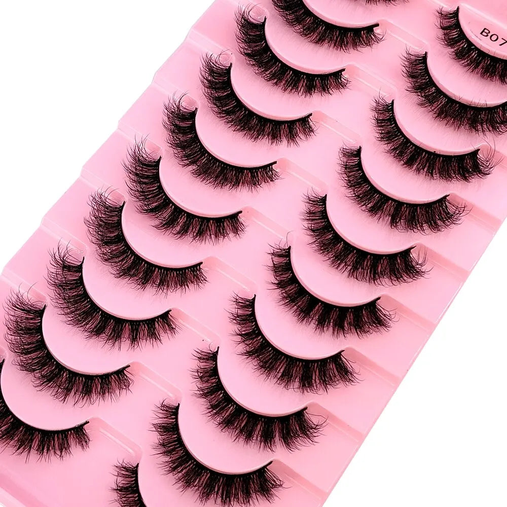 New 10 Pairs 3D Faux Mink Lashes Faux Mink Fluffy Lashes Soft Full Thick Wispy Eyelash Dramatic False Eyelashes Makeup Tools