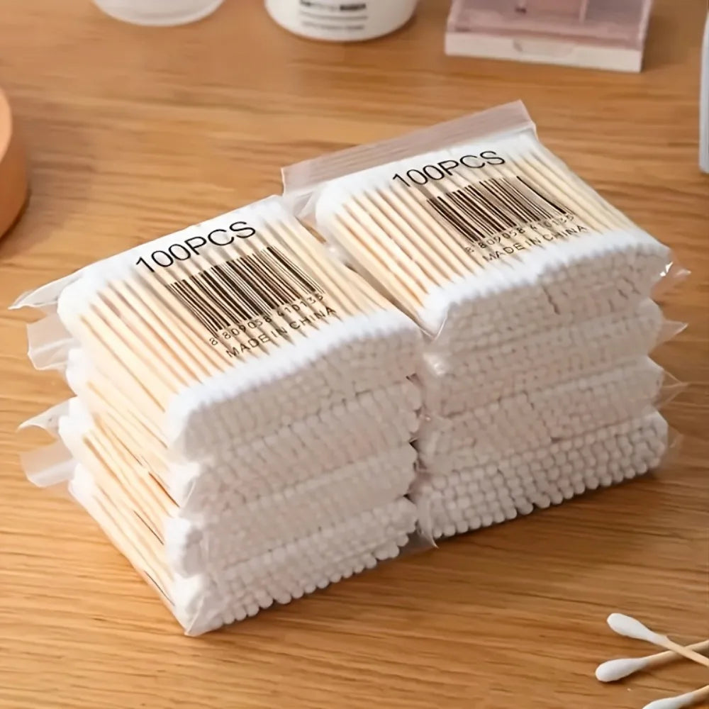 100/300/500/800pcs,20/40set Double Head Wood Cotton Swab Ears Cleaning , Makeup Tools Lipstik Cotton Buds Bastoncillos Oidos