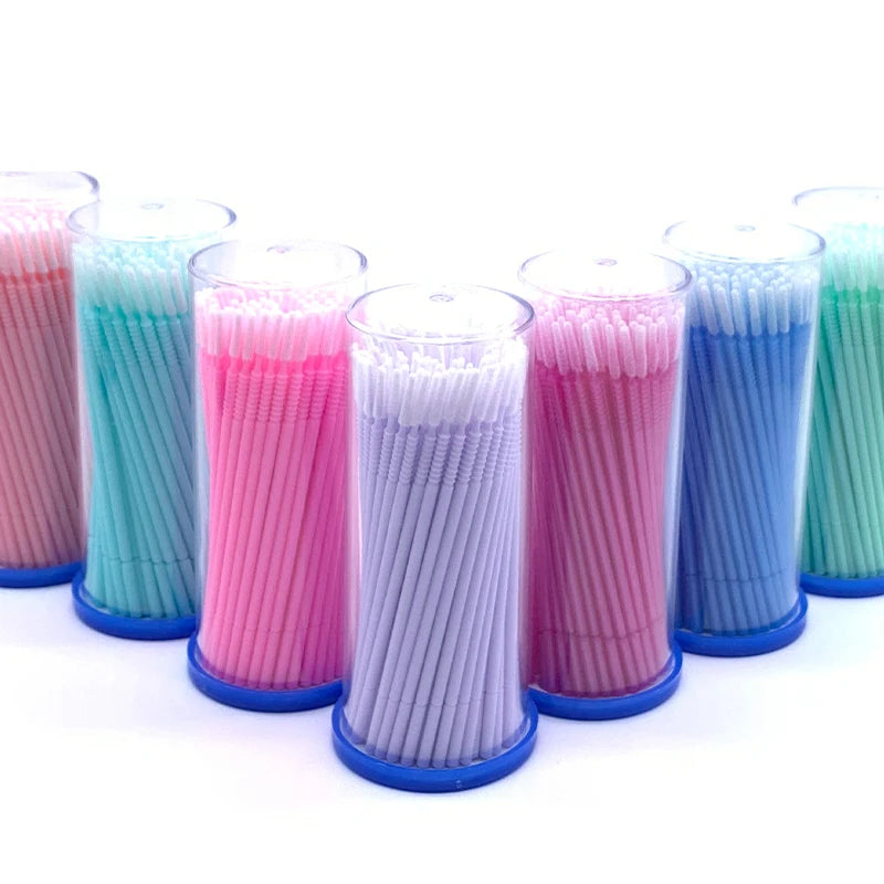 100PCS/Pack Long Head Bendable Micro Brushes Disposable Microbrush Applicator Eyelash Mascara Glue Cleaning Brush Makeup Tools
