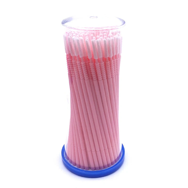 100PCS/Pack Long Head Bendable Micro Brushes Disposable Microbrush Applicator Eyelash Mascara Glue Cleaning Brush Makeup Tools