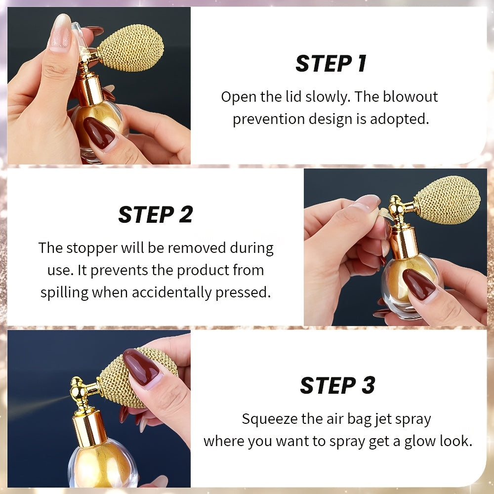 2pcs Glitter Body Highlighter Powder Spray Set with a Refill Bottle