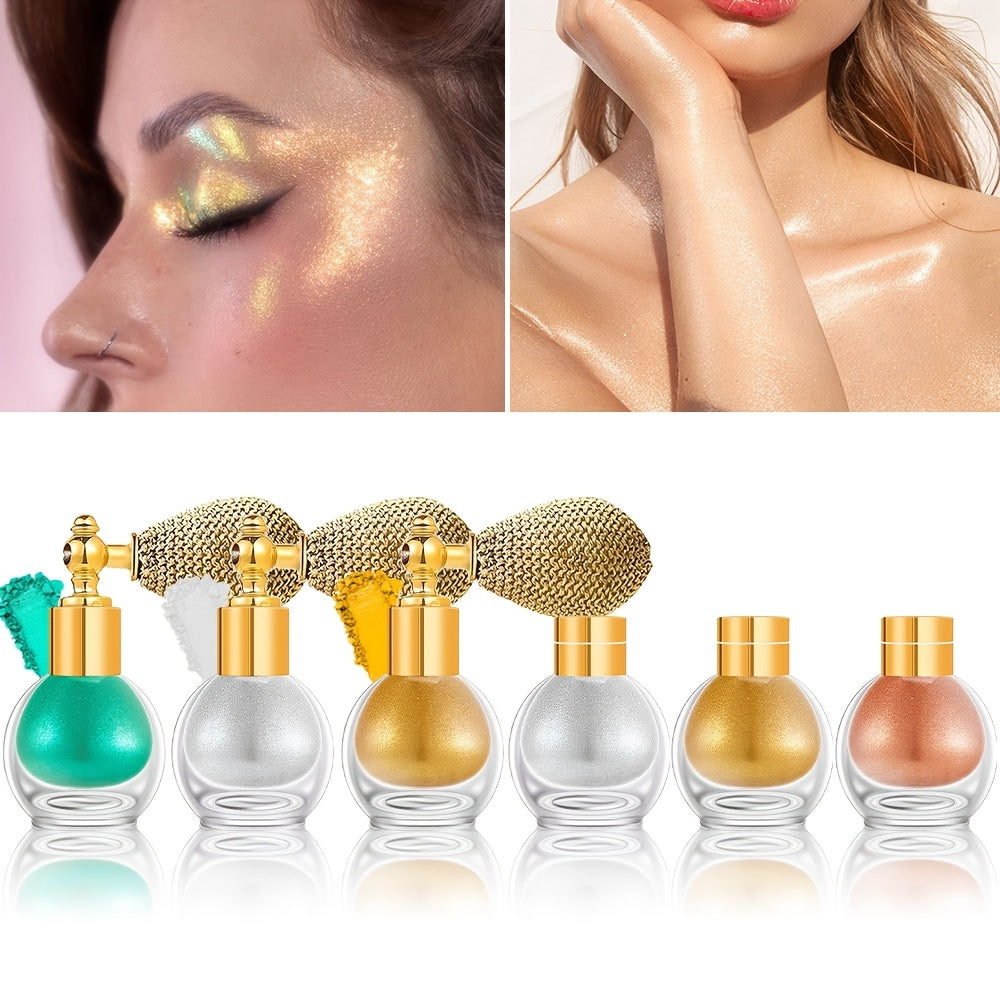 2pcs Glitter Body Highlighter Powder Spray Set with a Refill Bottle
