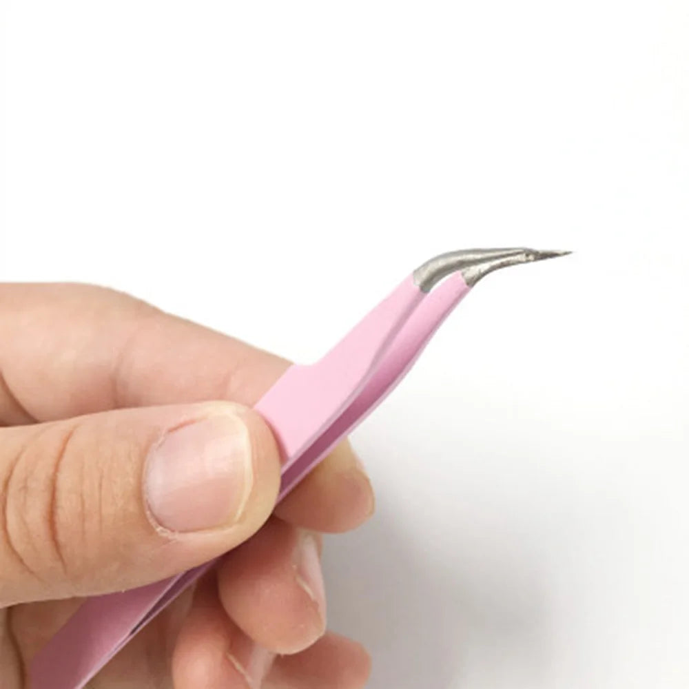 1Pc Stainless Steel Eyelash Extension Tweezers Curved Straight Lashes Tweezer Non-magnetic Eyelashes Nail Makeup Tools Wholesale
