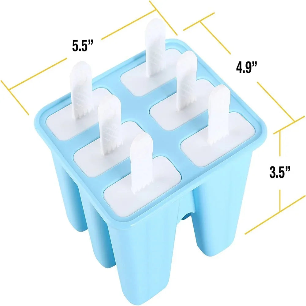 Ice Cream Mold DIY 6 Holes Ice Pop Maker Reusable Popsicle For Kids Popsicle Mould Kitchen Durable Ice Cream Cube Tools