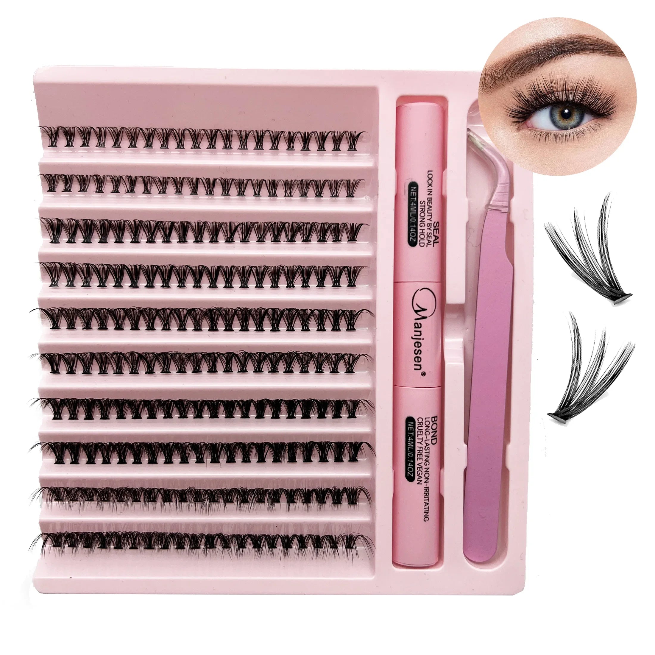 DIY Lashes Extension Kit Eyelashes 200 PCS Clusters Lash Bond