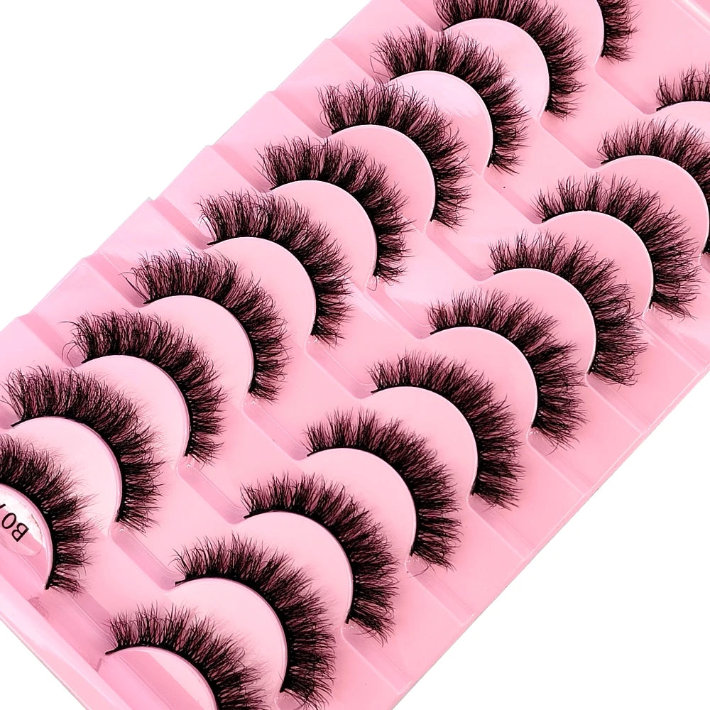 New 10 Pairs 3D Faux Mink Lashes Faux Mink Fluffy Lashes Soft Full Thick Wispy Eyelash Dramatic False Eyelashes Makeup Tools