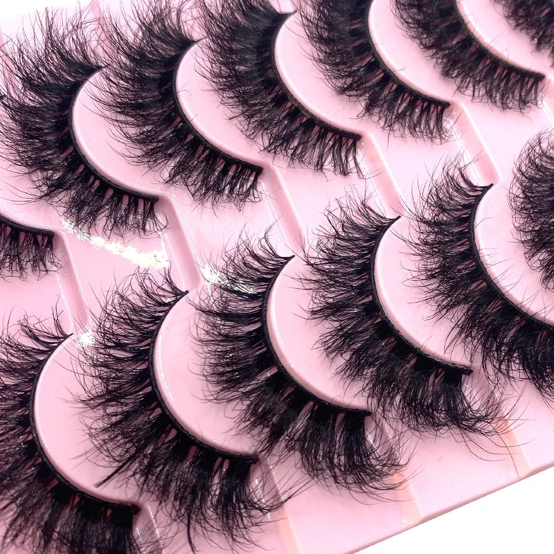New 10 Pairs 3D Faux Mink Lashes Faux Mink Fluffy Lashes Soft Full Thick Wispy Eyelash Dramatic False Eyelashes Makeup Tools