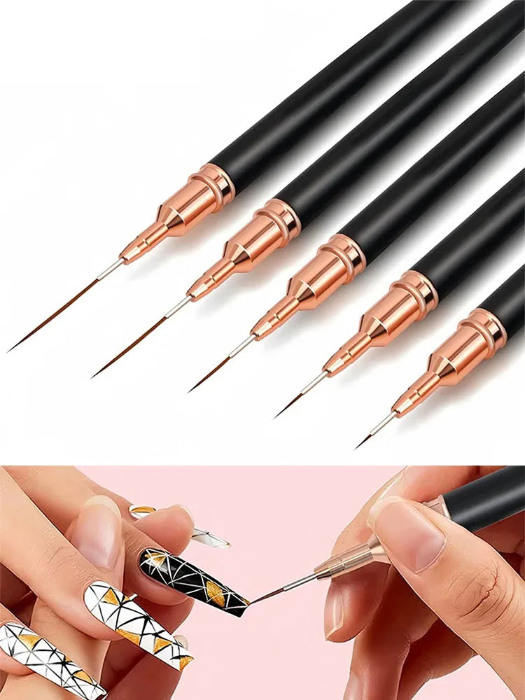 Nail Brush Pen 5pcs/set Nail Art Liner Brushes Set Elongated Striping Drawing