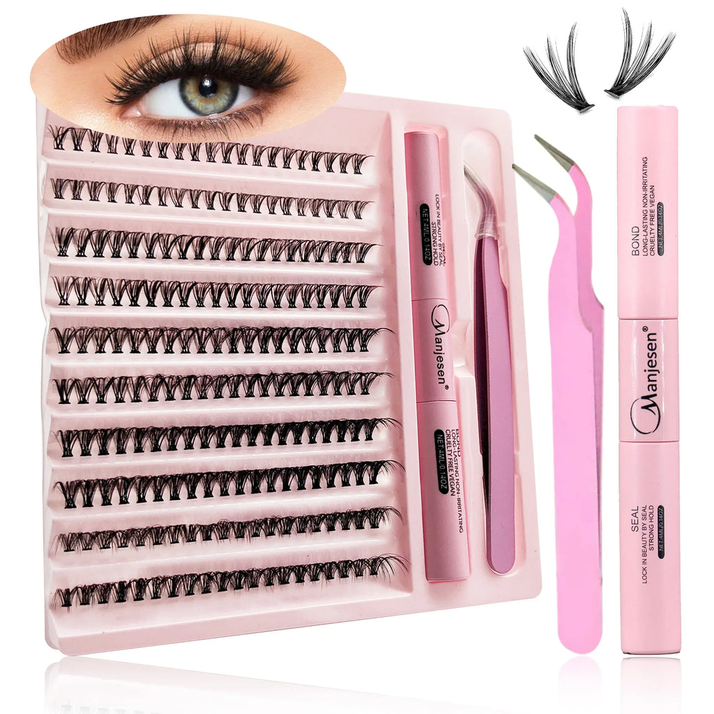 DIY Lashes Extension Kit Eyelashes 200 PCS Clusters Lash Bond