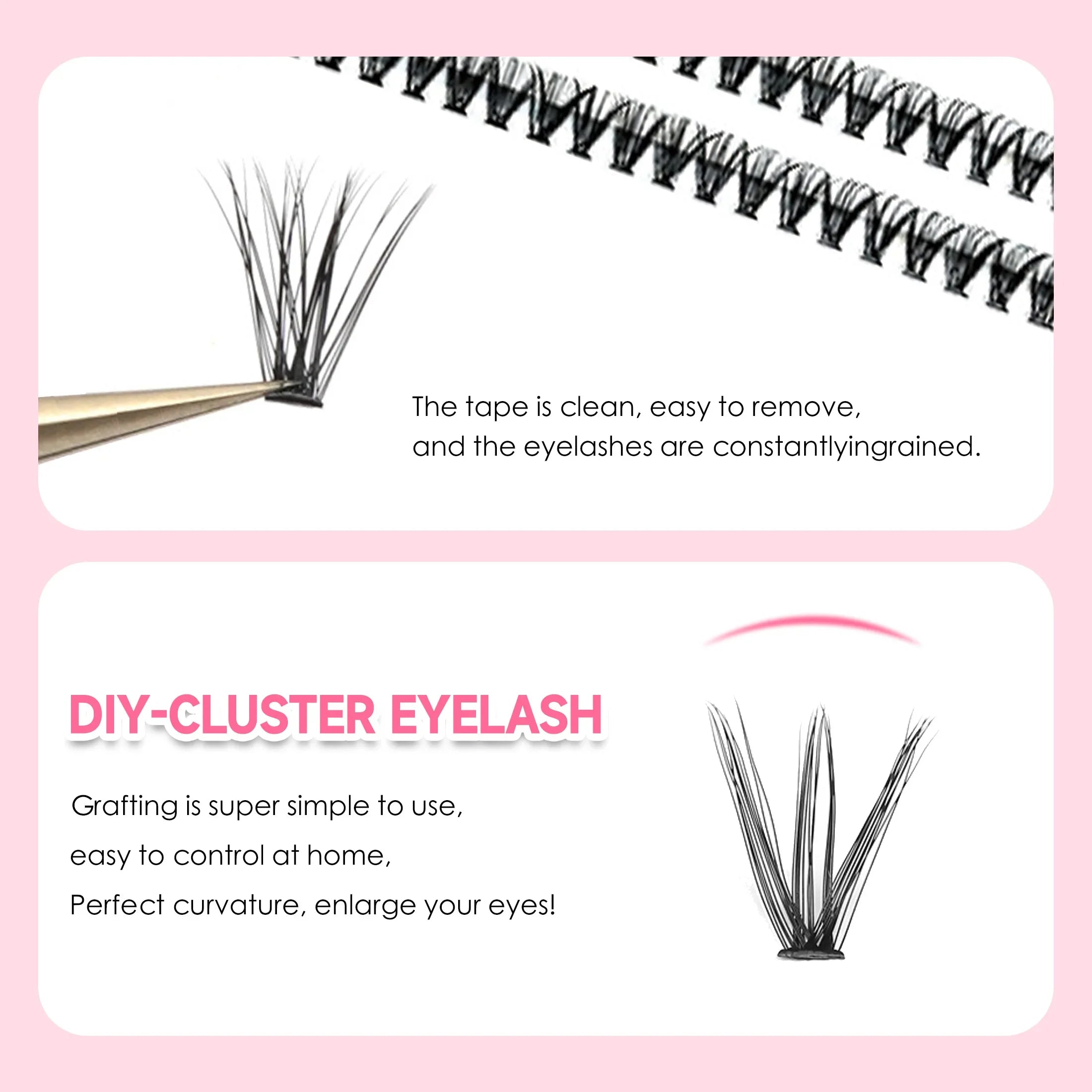 DIY Lashes Extension Kit Eyelashes 200 PCS Clusters Lash Bond