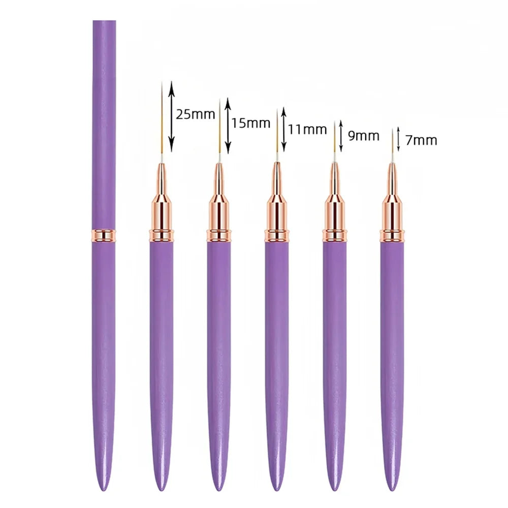 Nail Brush Pen 5pcs/set Nail Art Liner Brushes Set Elongated Striping Drawing