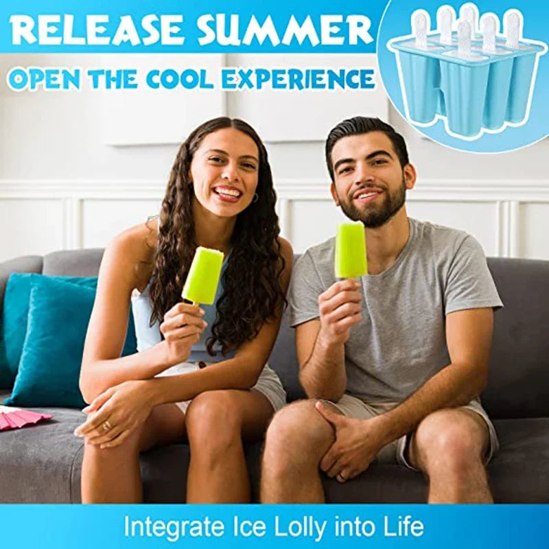 Ice Cream Mold DIY 6 Holes Ice Pop Maker Reusable Popsicle For Kids Popsicle Mould Kitchen Durable Ice Cream Cube Tools