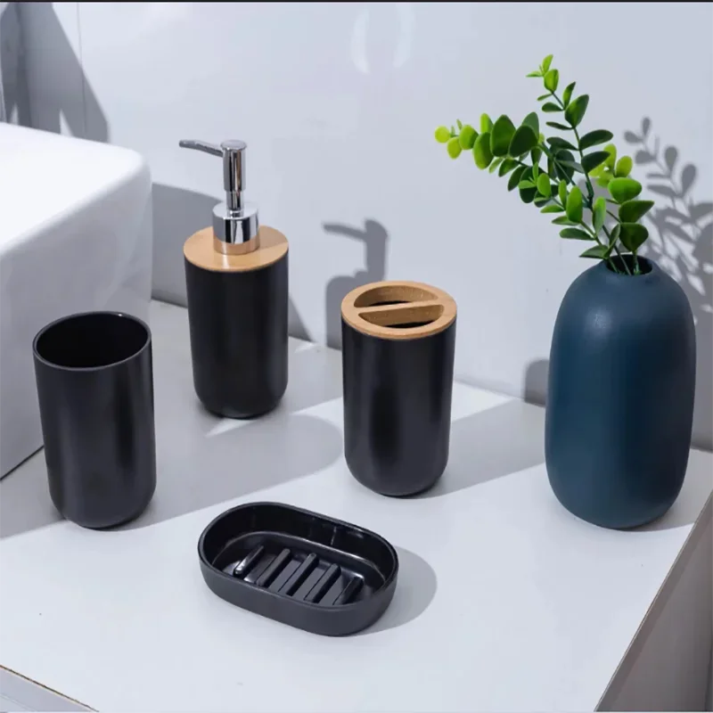 4piece Bathroom Accessories, Toothbrush Holder, Toothbrush Cup, Liquid Dispenser, Soap Box, Bathtub Shower Storage Supplies