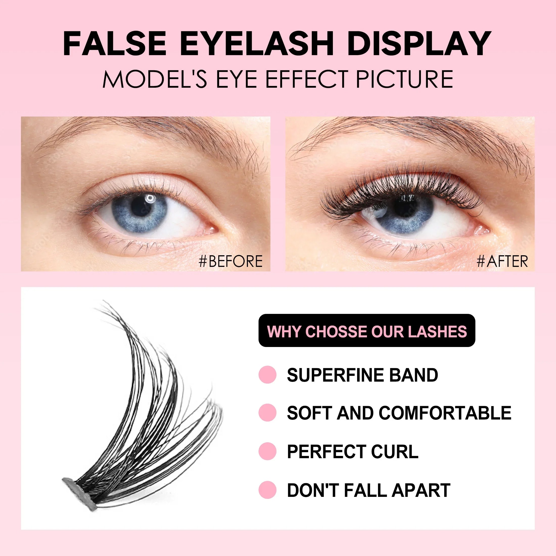 DIY Lashes Extension Kit Eyelashes 200 PCS Clusters Lash Bond