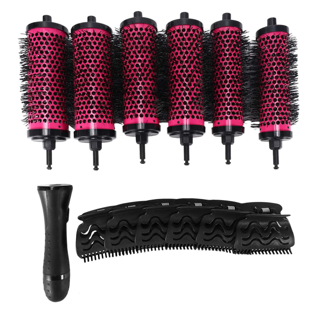 New 6pcs/set 3 Sizes Detachable Handle Hair Roller Brush with Positioning Clips