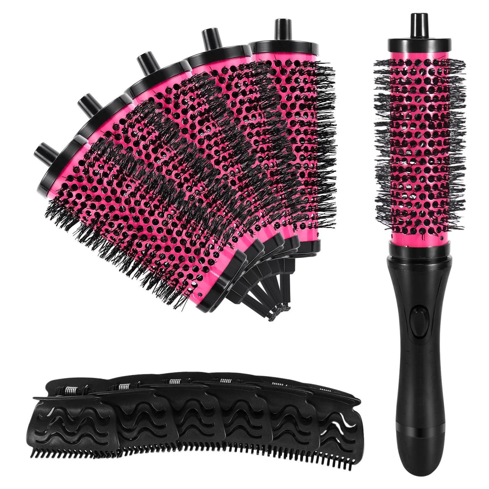 New 6pcs/set 3 Sizes Detachable Handle Hair Roller Brush with Positioning Clips
