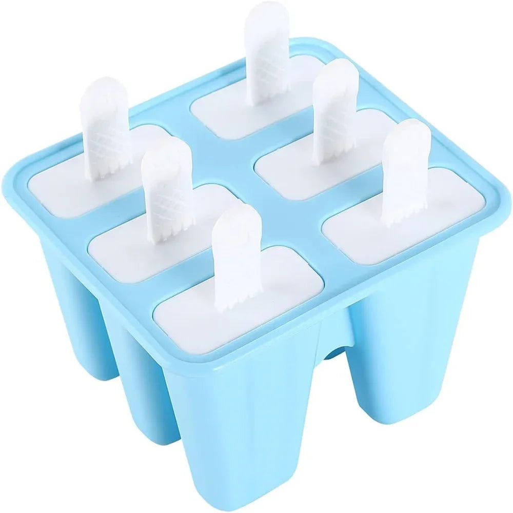Ice Cream Mold DIY 6 Holes Ice Pop Maker Reusable Popsicle For Kids Popsicle Mould Kitchen Durable Ice Cream Cube Tools