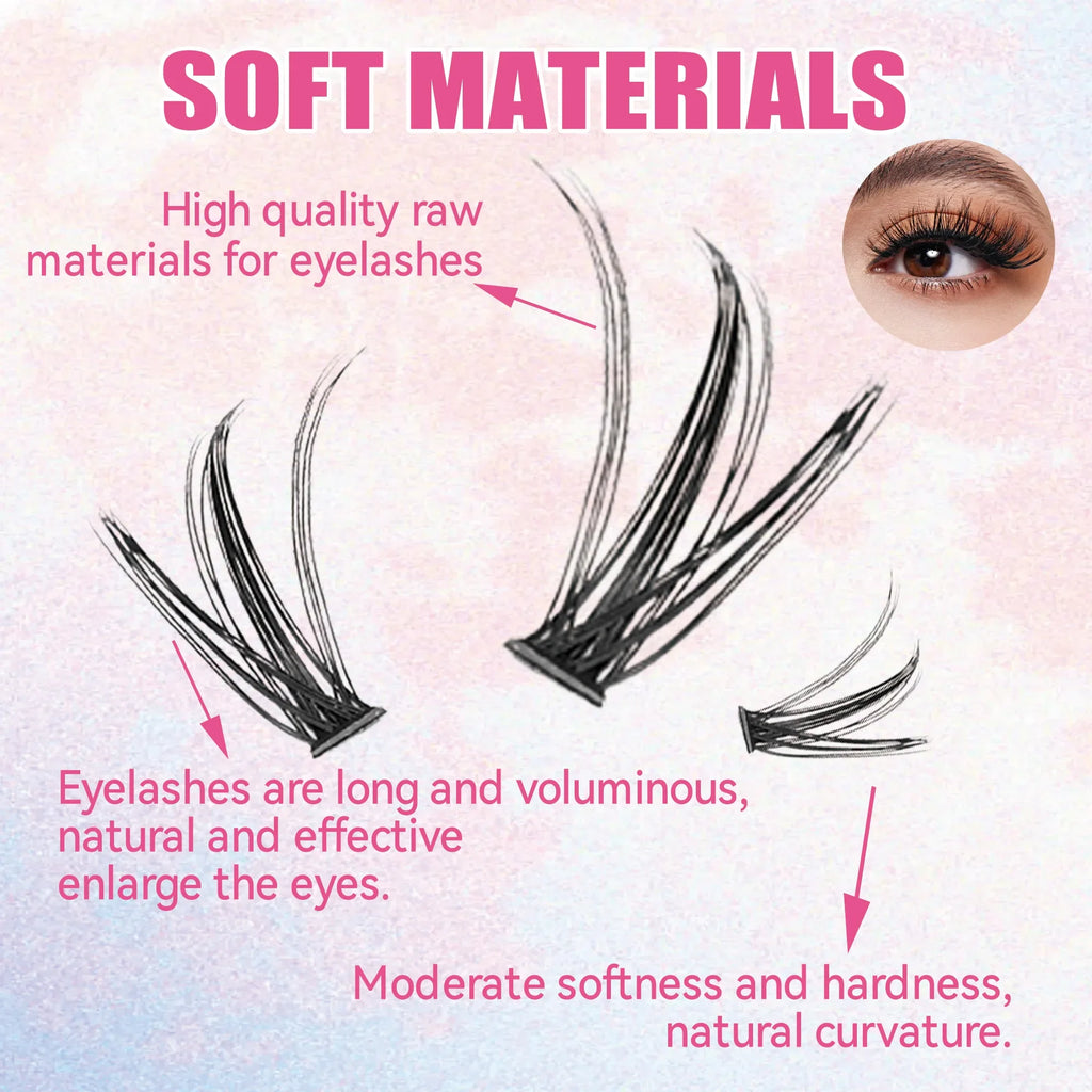 DIY Lashes Extension Kit Eyelashes 200 PCS Clusters Lash Bond
