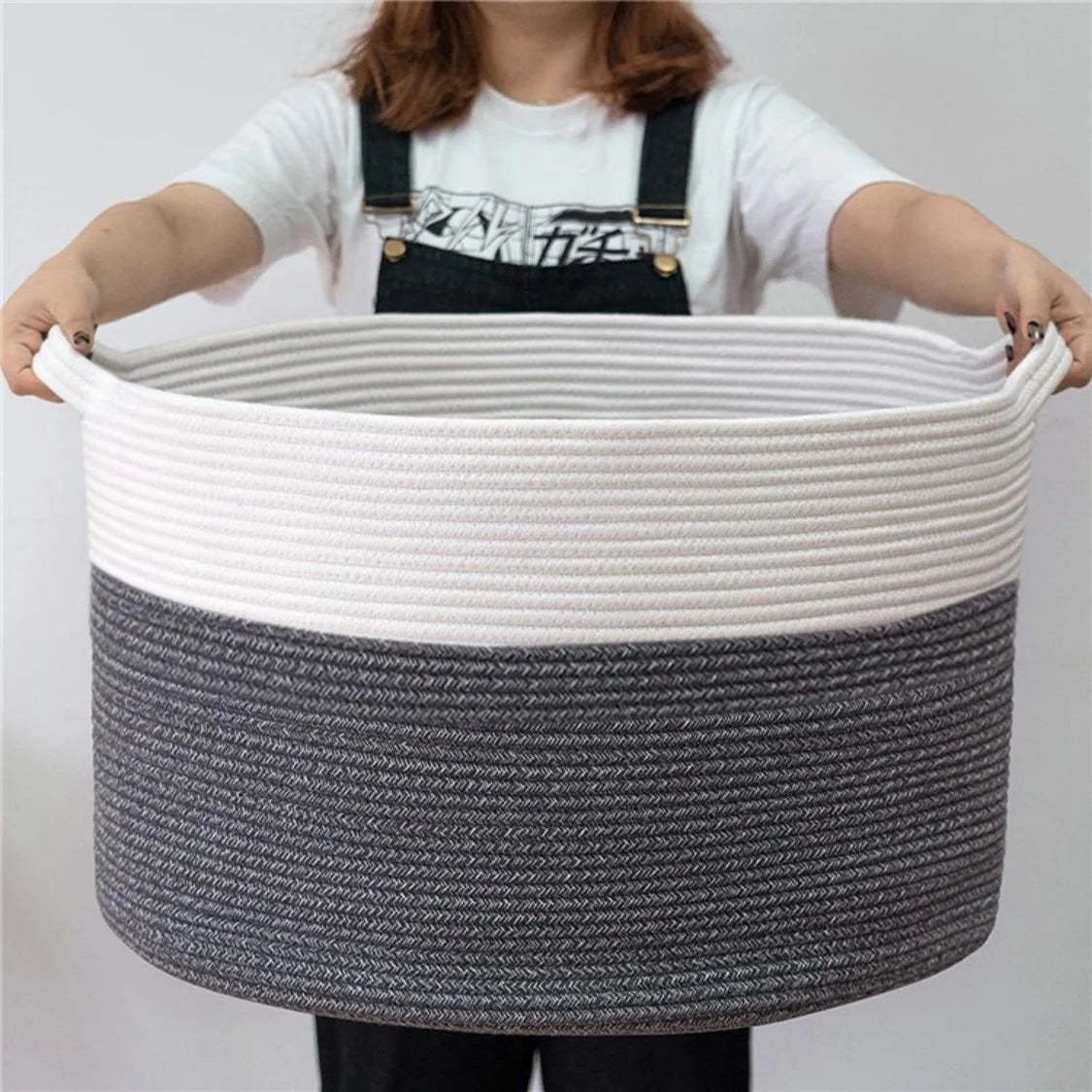 Household Wicker Dirty Laundry Basket ，Oversized Cotton Woven Storage Basket,Store Clothes and Miscellaneous ,Foldable Toy Stora
