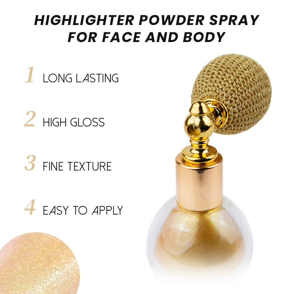 2pcs Glitter Body Highlighter Powder Spray Set with a Refill Bottle